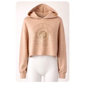 Sugar & Jade Neutral Celestial Zodiac Crop Hoodie Soft Luxe Astrology L